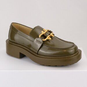 Bottega Veneta Monsieur Patent Leather Loafers, Dark Olive Green, EU 36 / US 6